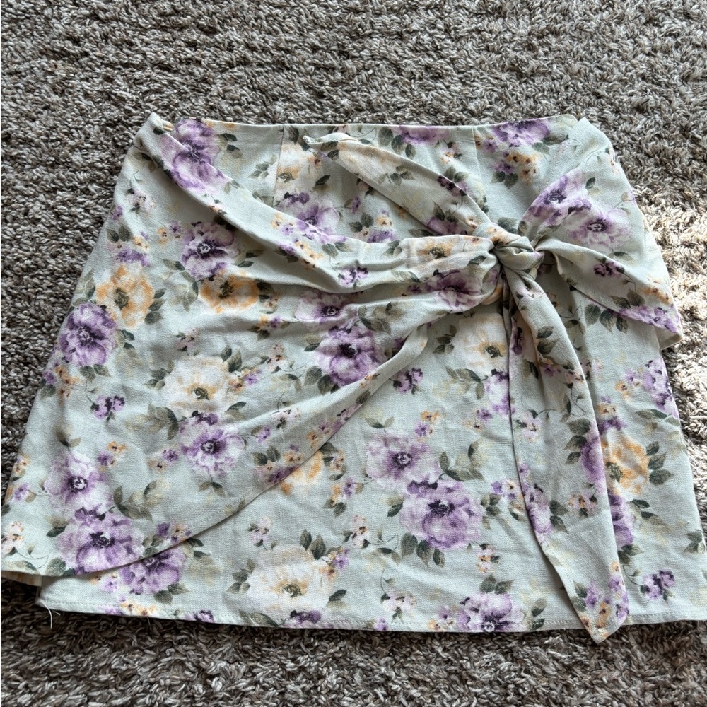 Miami Floral Mini Skirt - Purple and Green